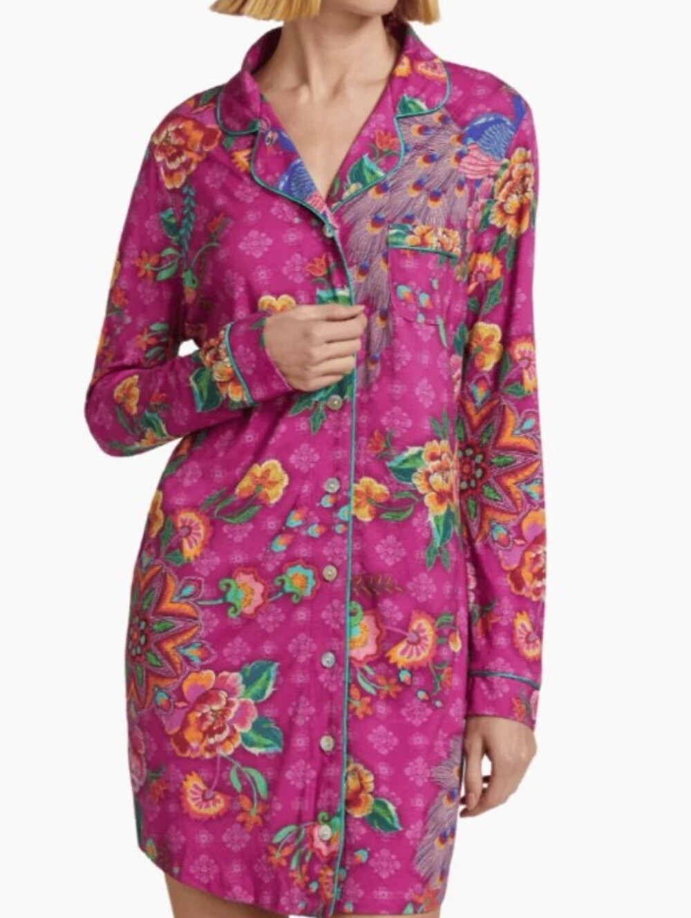 Johnny Was Neena Pima Cotton/Modal Sleep Shirt M